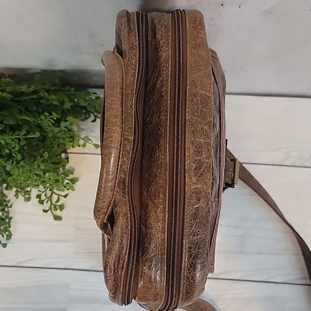 Coronado Leather field crossbody travel bag Buffalo brown leather- vintage 90s